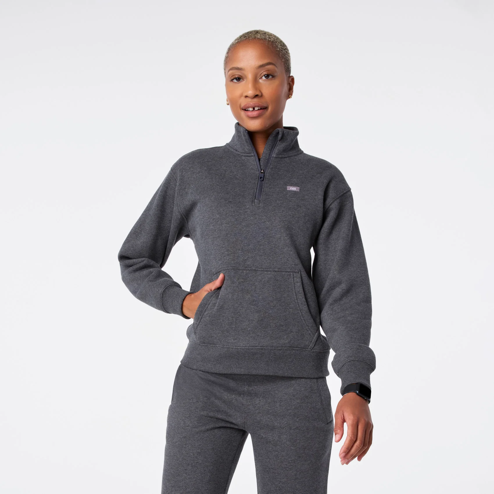 24434-women-s-charcoal-heather-grey-off-shift-14-zip-sweatshirttm-1.webp women's Charcoal Heather Grey Off-Shift ¼ Zip - Sweatshirt™