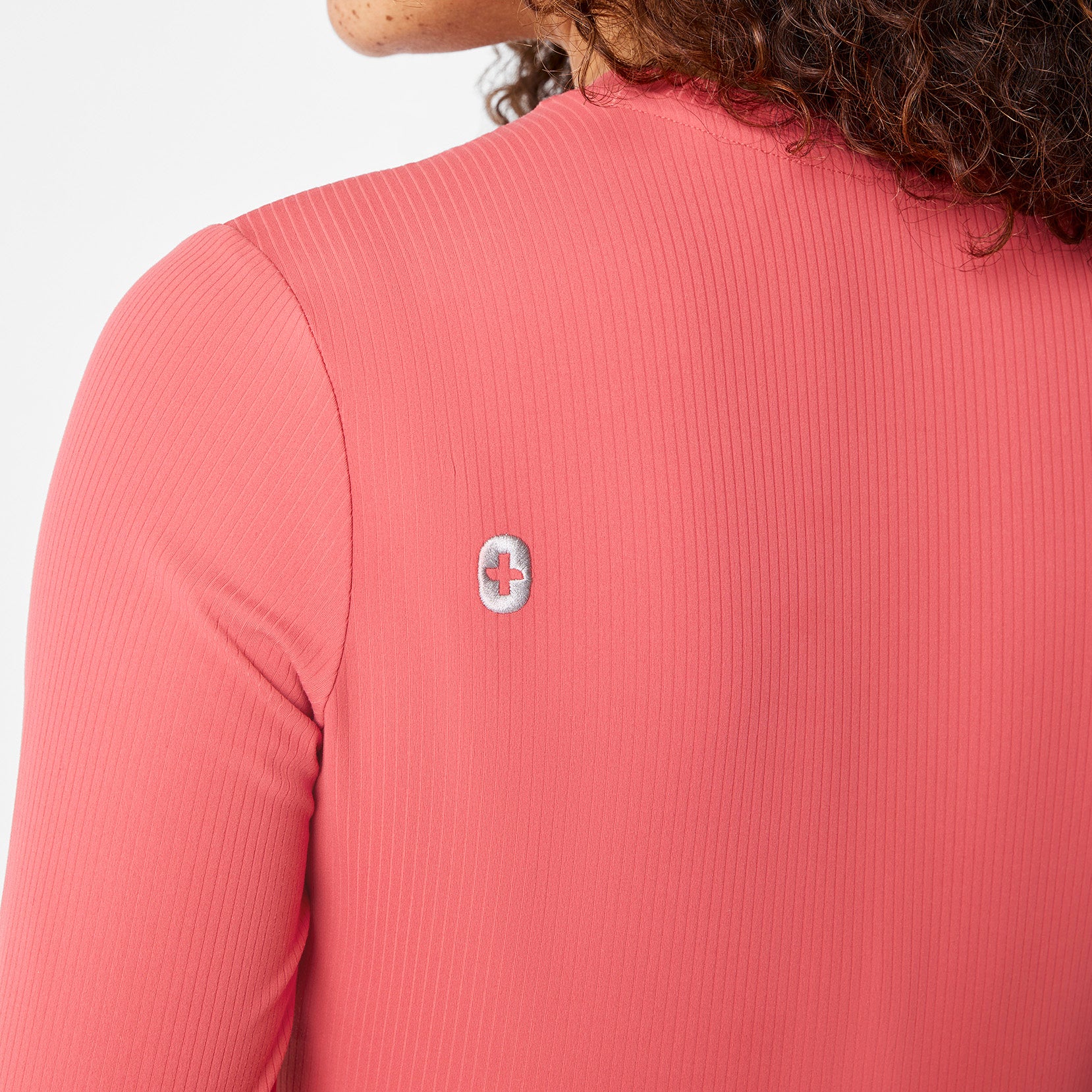 women's Pulmonary Pink Ribbed - Longsleeve Underscrub