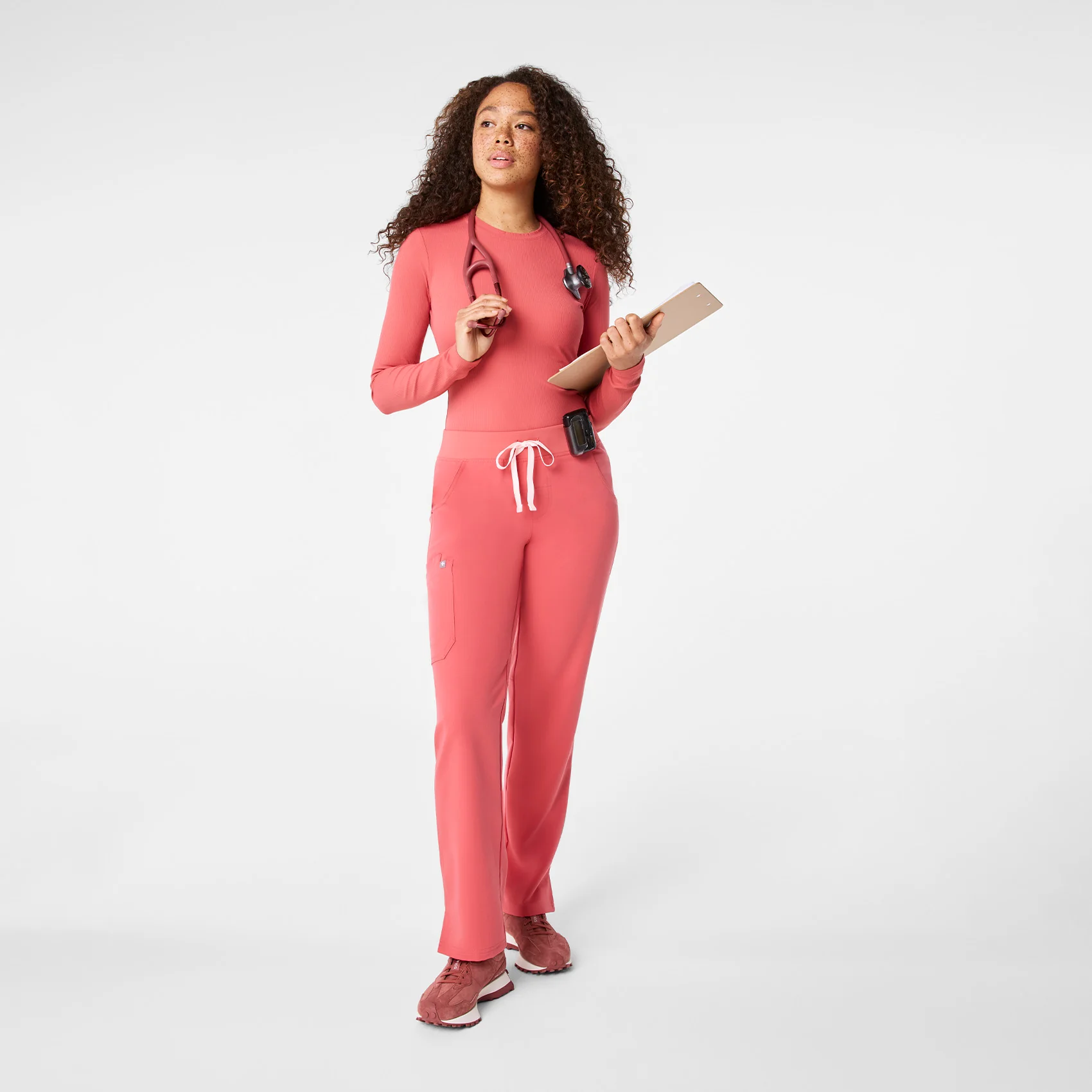 women's Pulmonary Pink Ribbed - Longsleeve Underscrub
