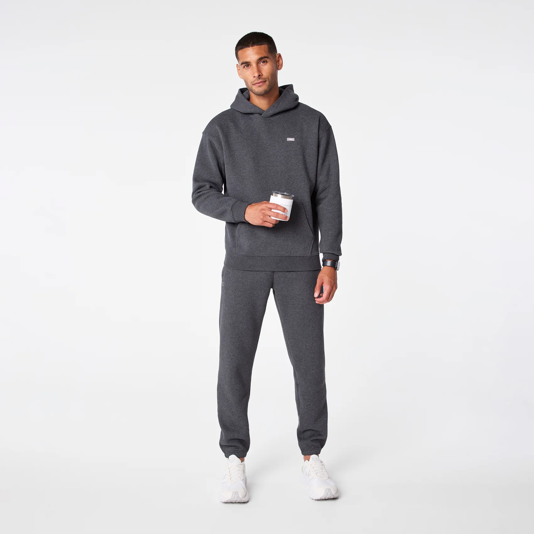 men's Charcoal Heather Grey Off-Shift - Hoodie Sweatshirt™