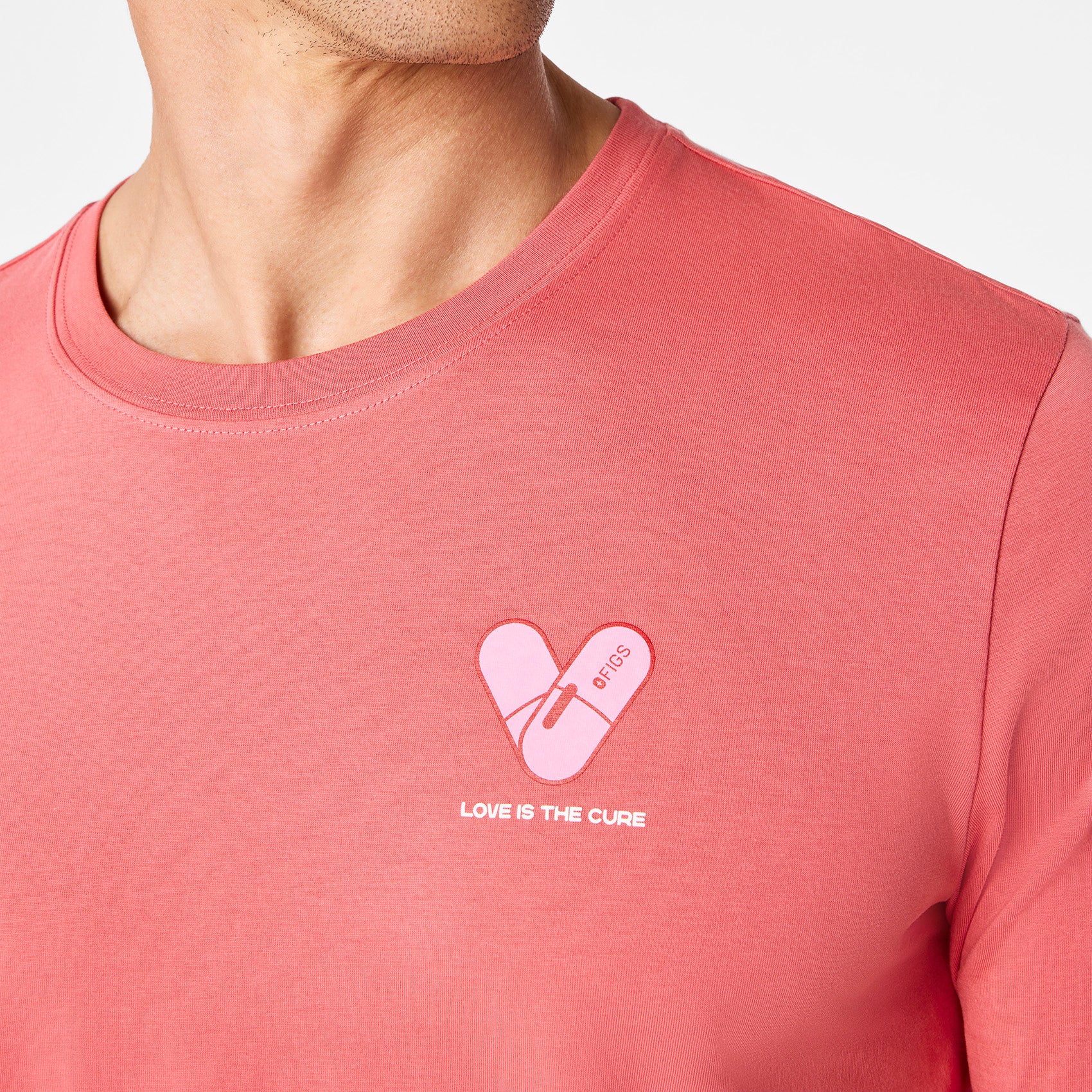 men's Pulmonary Pink Love Is The Cure Supersoft - Longsleeve Underscrub