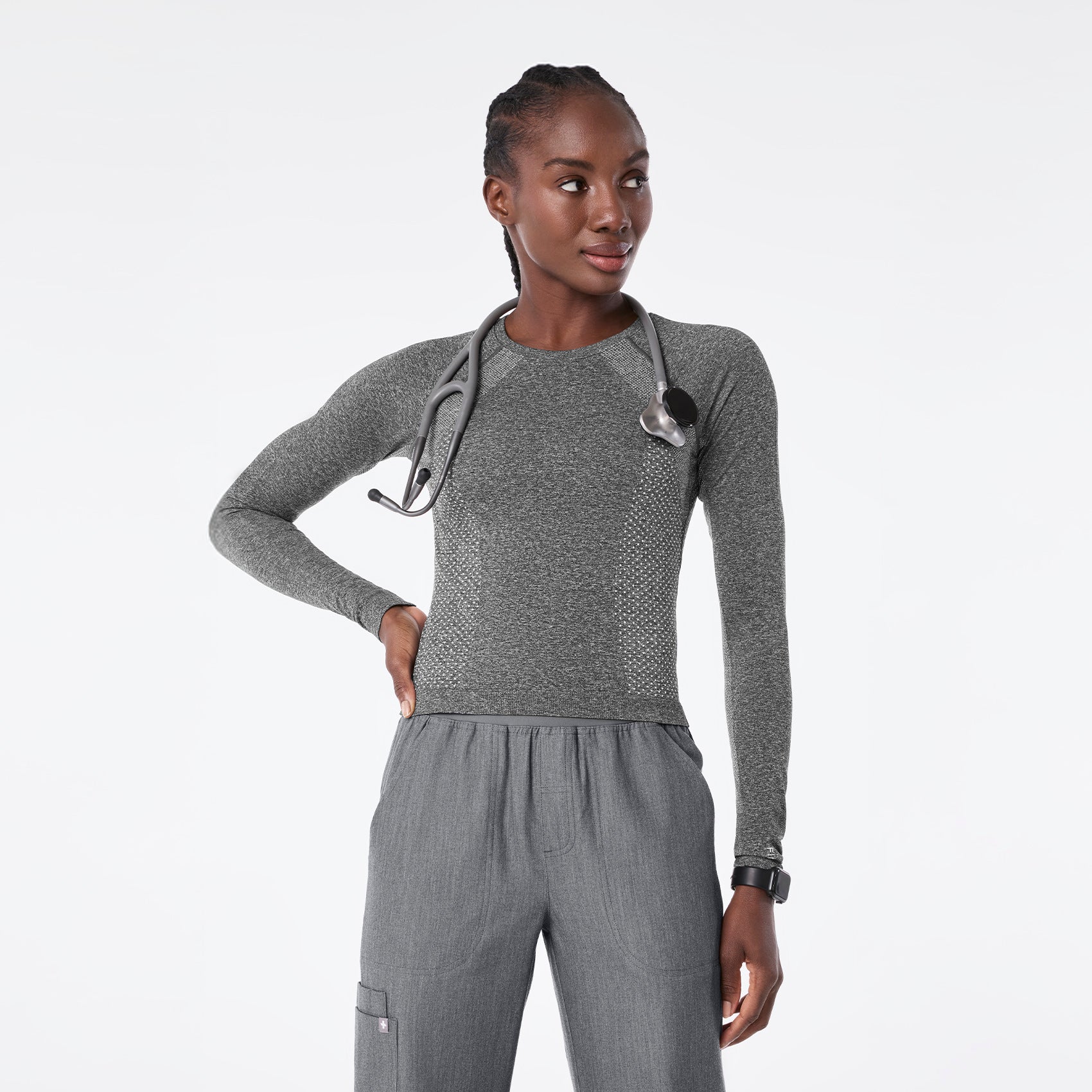 2660-women-s-graphite-salta-seamless-cropped-longsleeve-underscrub-1.jpg women's Graphite Salta Seamless Cropped - Longsleeve Underscrub