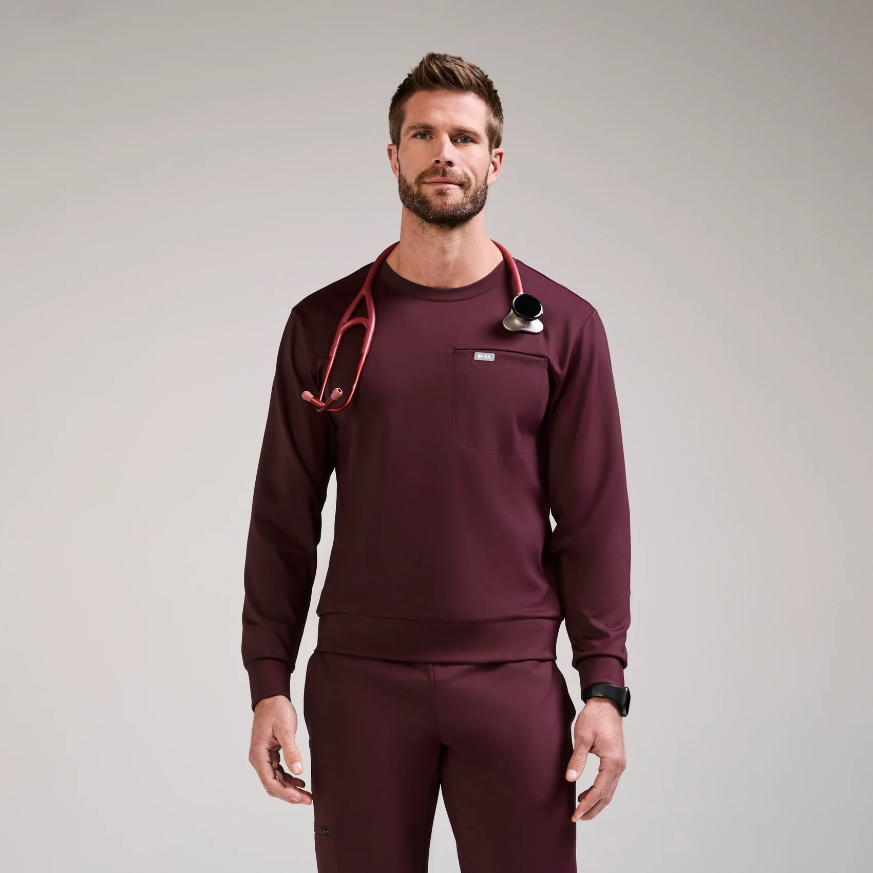 2676-men-s-burgundy-destin-formx-crewneck-scrub-toptm-1.webp men's Burgundy Destin FORMx - Crewneck Scrub Top™