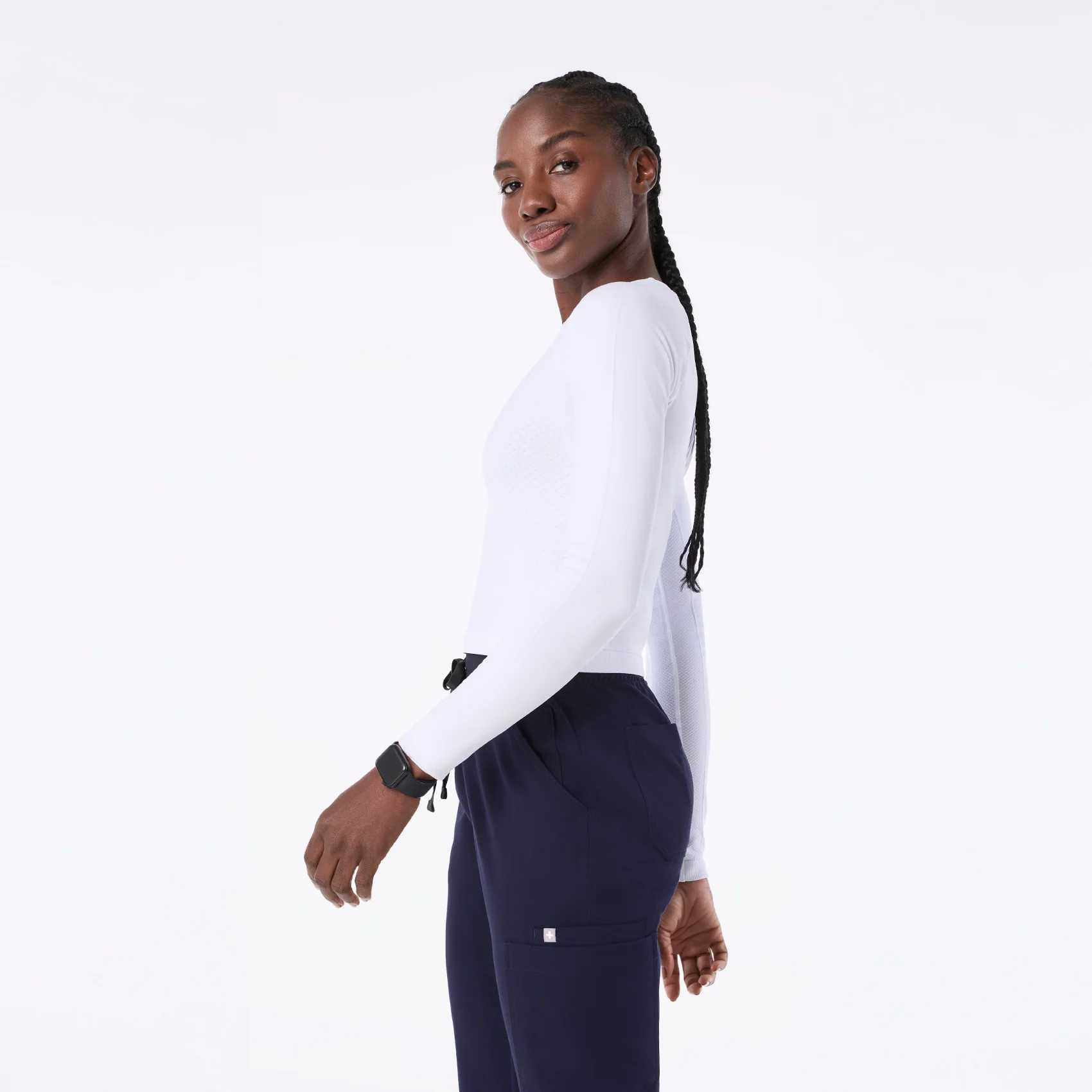 women's White Salta Seamless Cropped - Longsleeve Underscrub