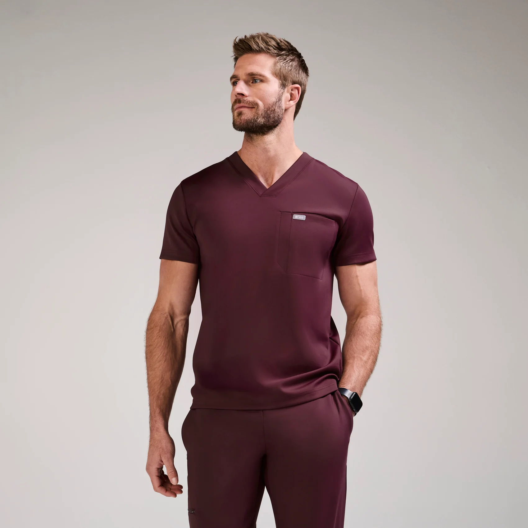 2880-men-s-burgundy-logan-formx-slim-v-neck-scrub-toptm-1.webp men's Burgundy Logan FORMx Slim V-Neck - Scrub Top™