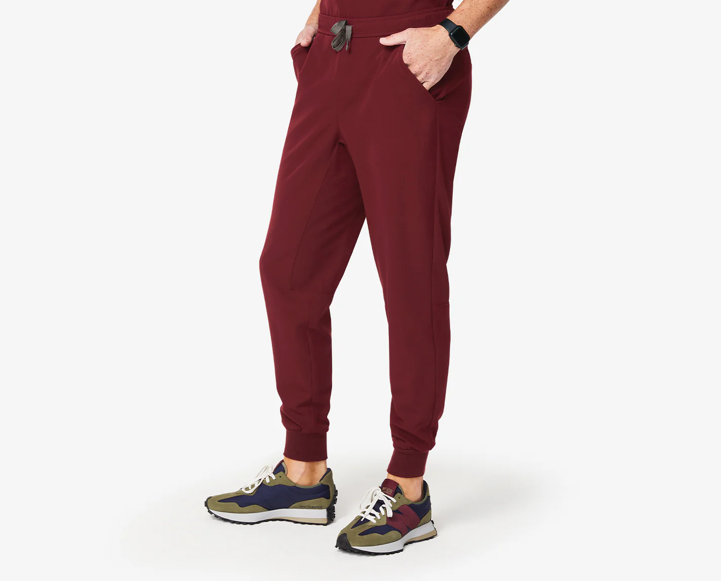Men's Burgundy Tansen™ - Short Jogger Scrub Pants