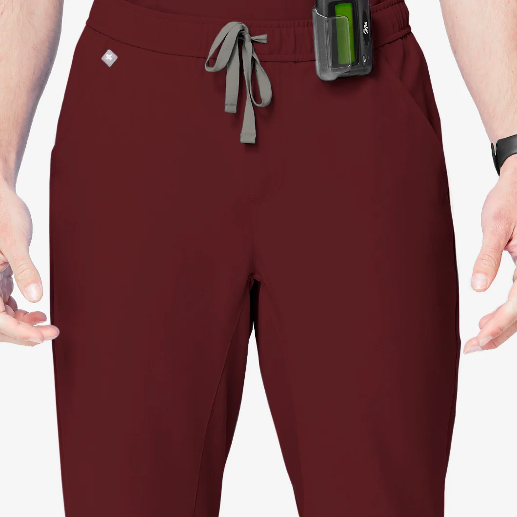 Men's Burgundy Tansen™ - Short Jogger Scrub Pants