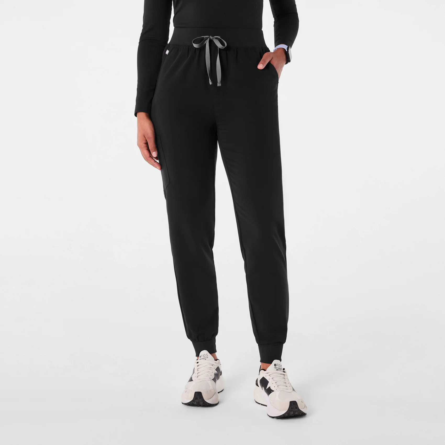 women's Black Zamora™ High Waisted - Petite Jogger Scrub Pants