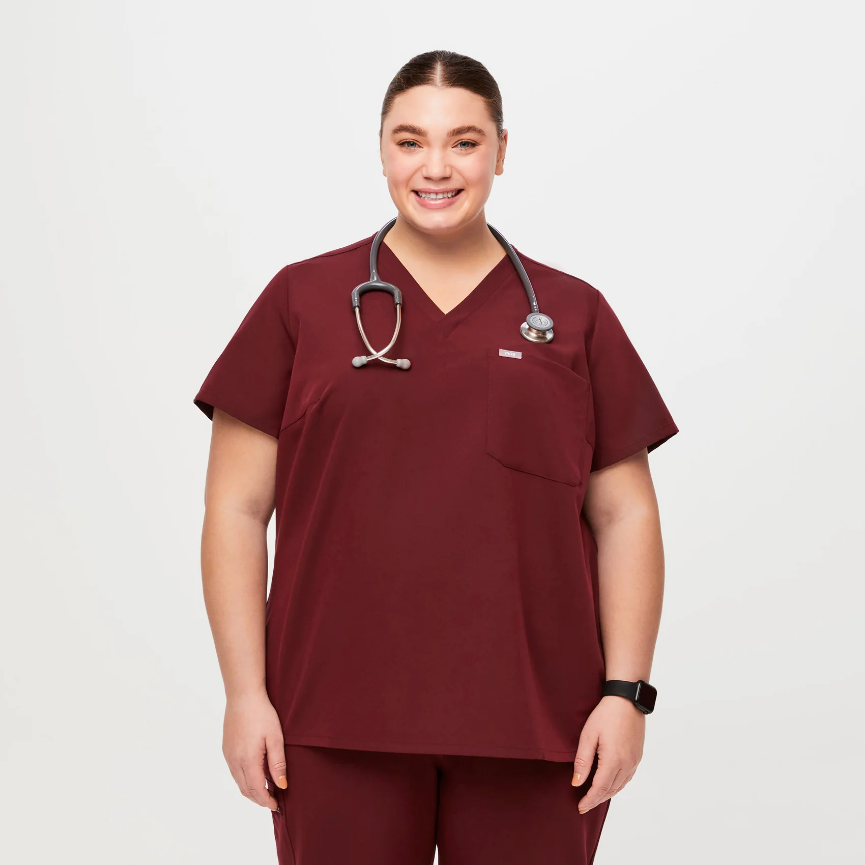 women's Burgundy Catarina™- One-Pocket Scrub Top (3XL - 6XL)