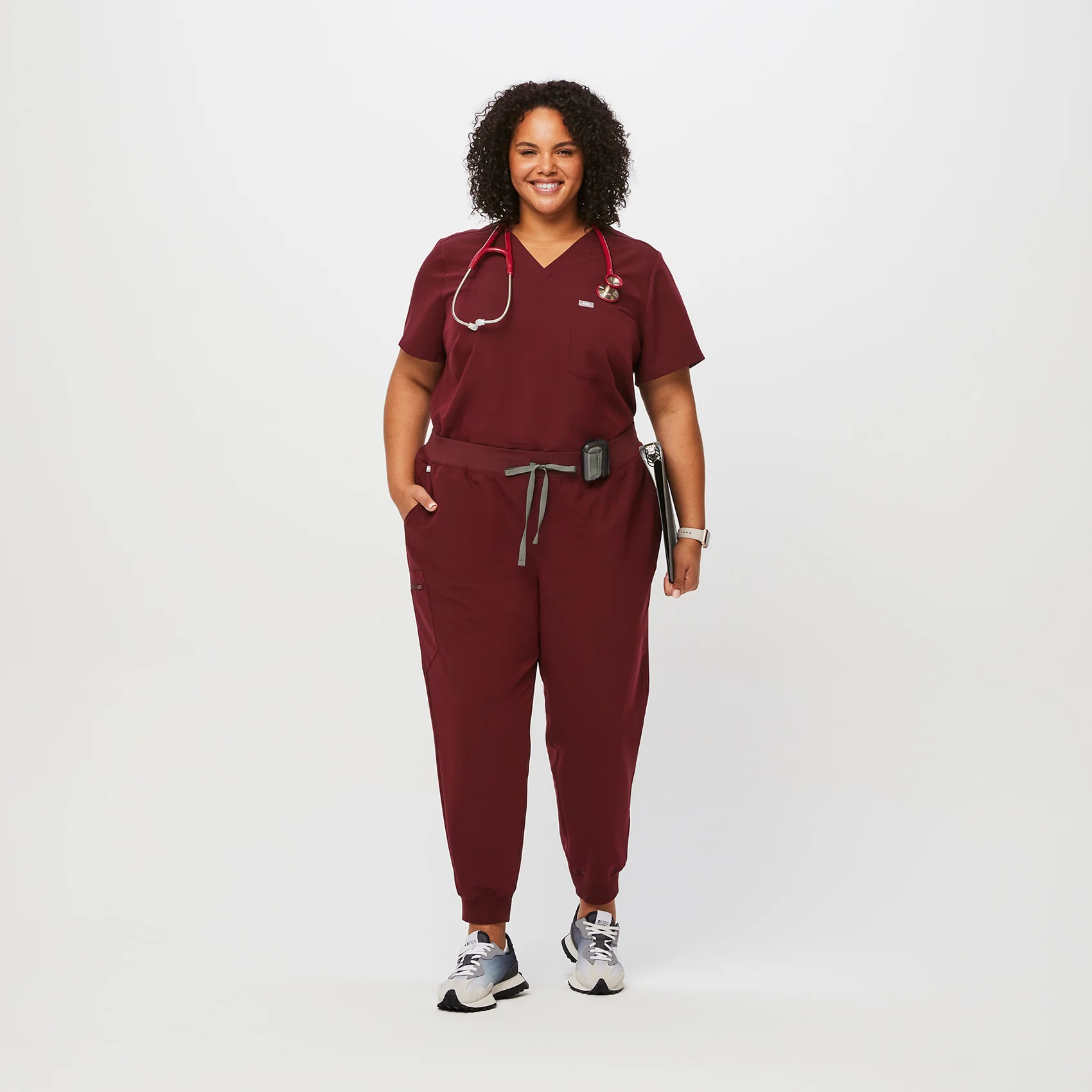 women's Burgundy Zamora™ - Jogger Scrub Pants (3XL - 6XL)