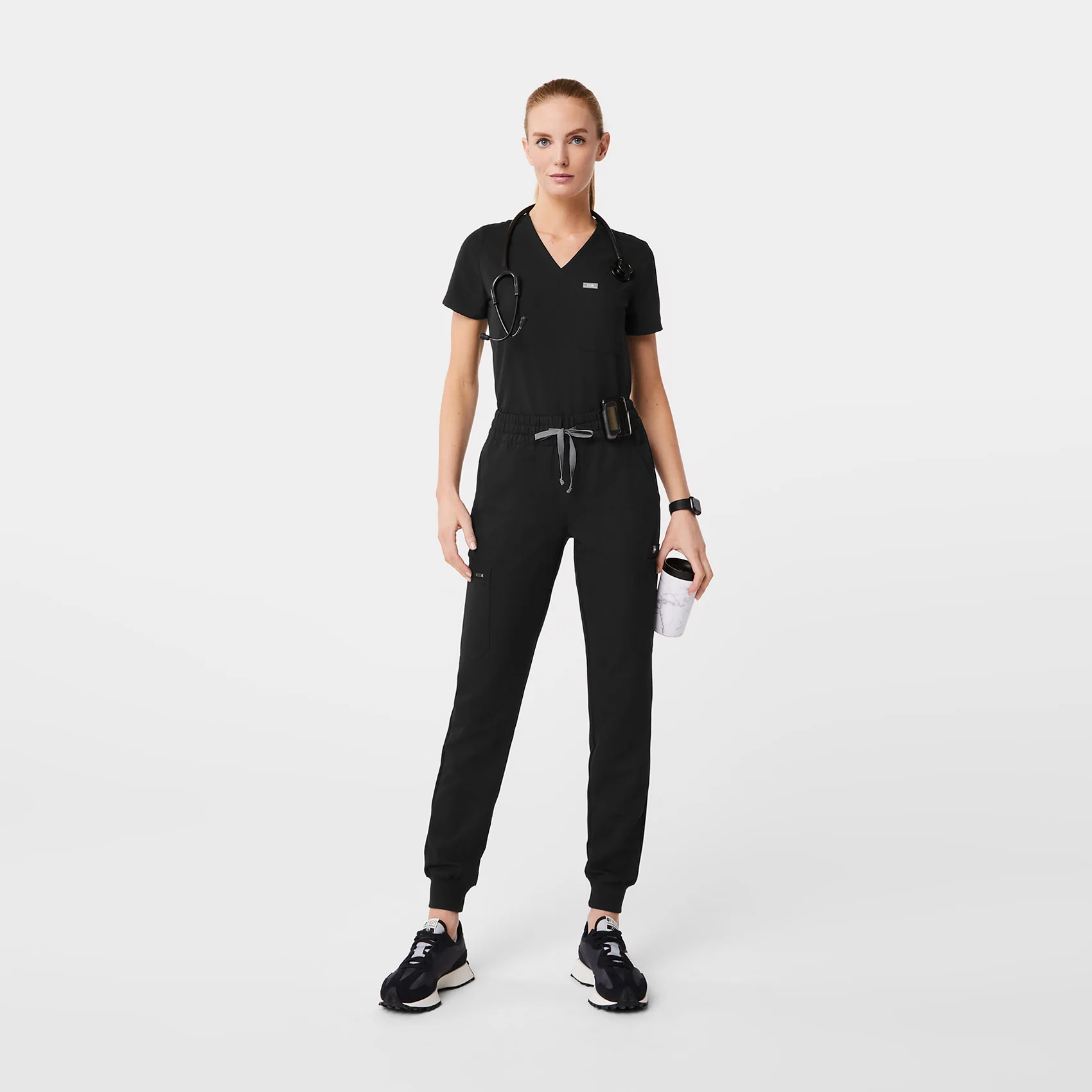 women's Black Uman Relaxed - Petite Jogger Scrub Pants