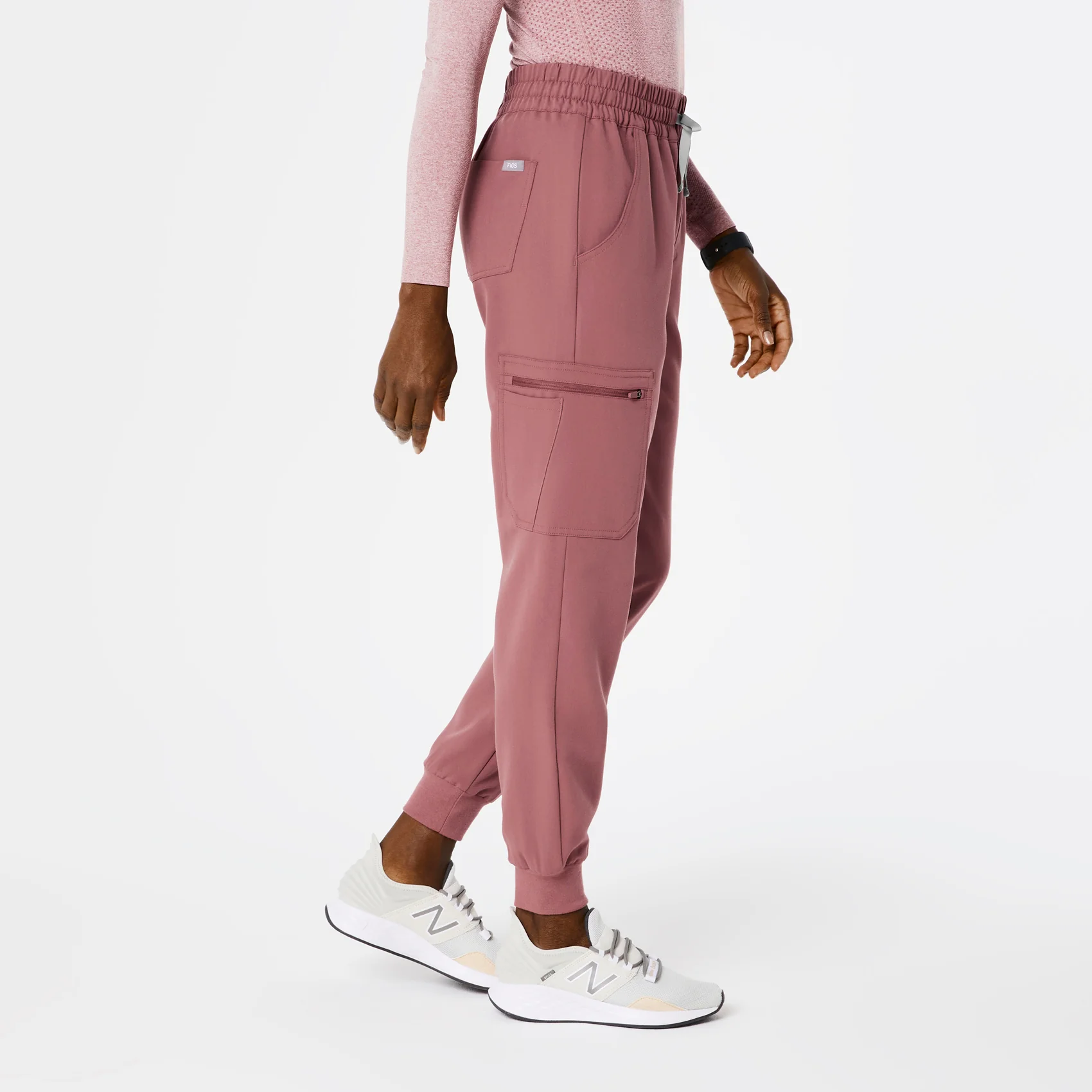 women's Mauve High Waisted Uman Relaxed - Petite Jogger Scrub Pants