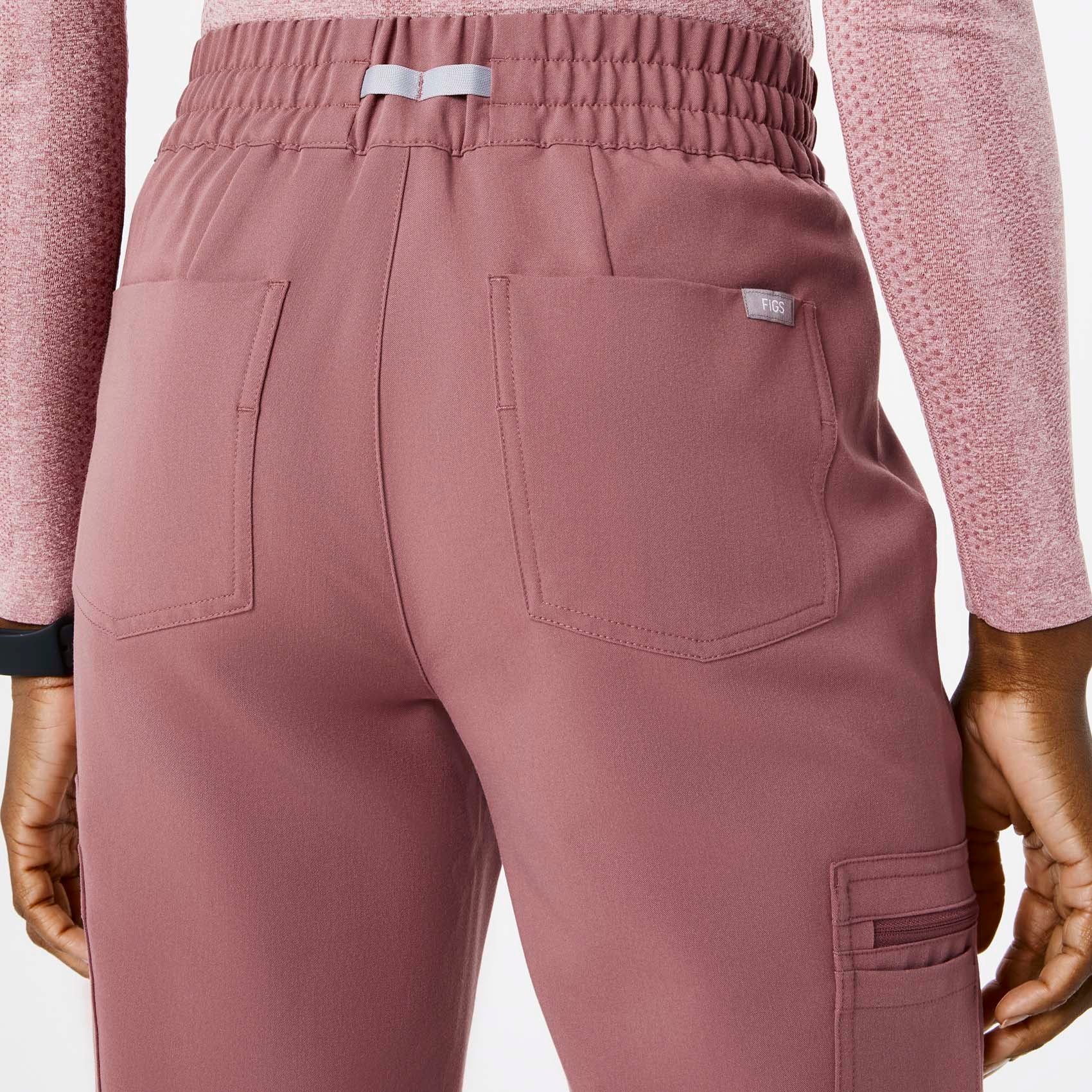women's Mauve High Waisted Uman Relaxed - Petite Jogger Scrub Pants