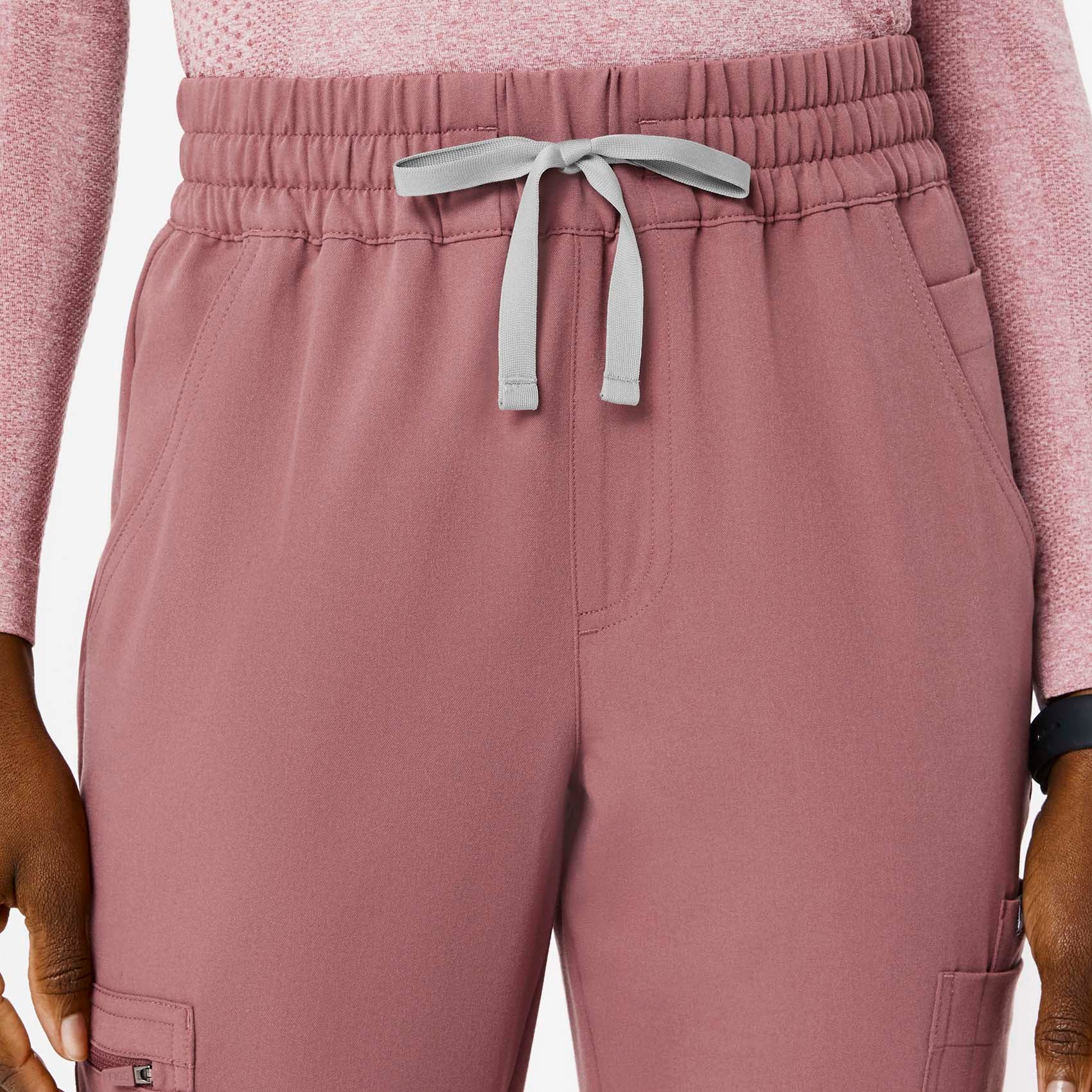 women's Mauve High Waisted Uman Relaxed - Petite Jogger Scrub Pants