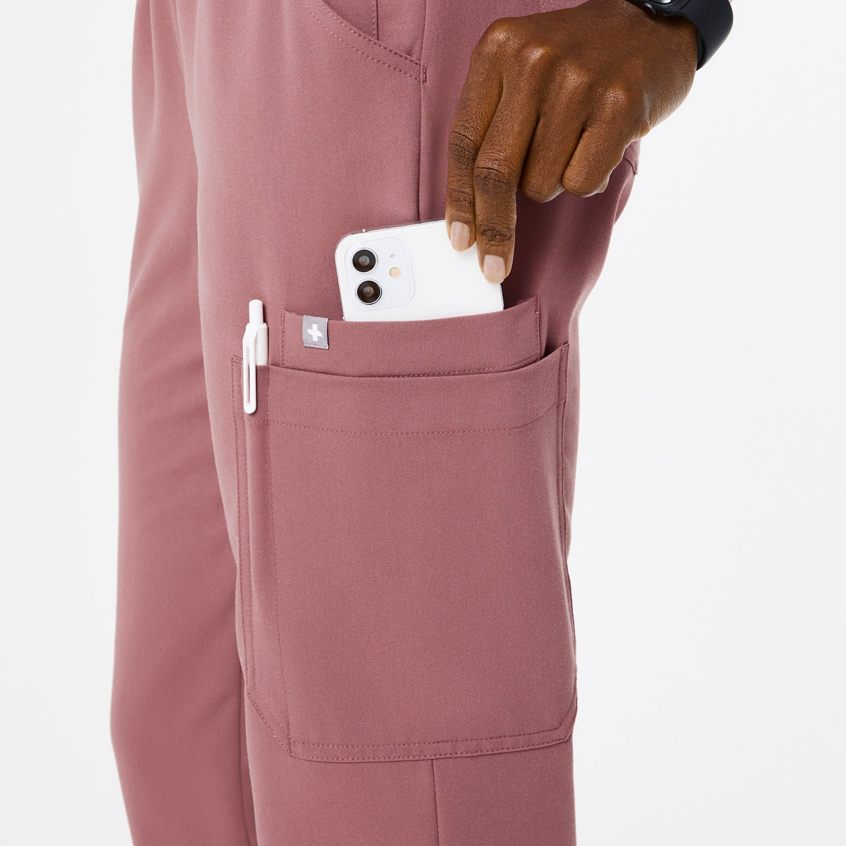women's Mauve High Waisted Uman Relaxed - Petite Jogger Scrub Pants