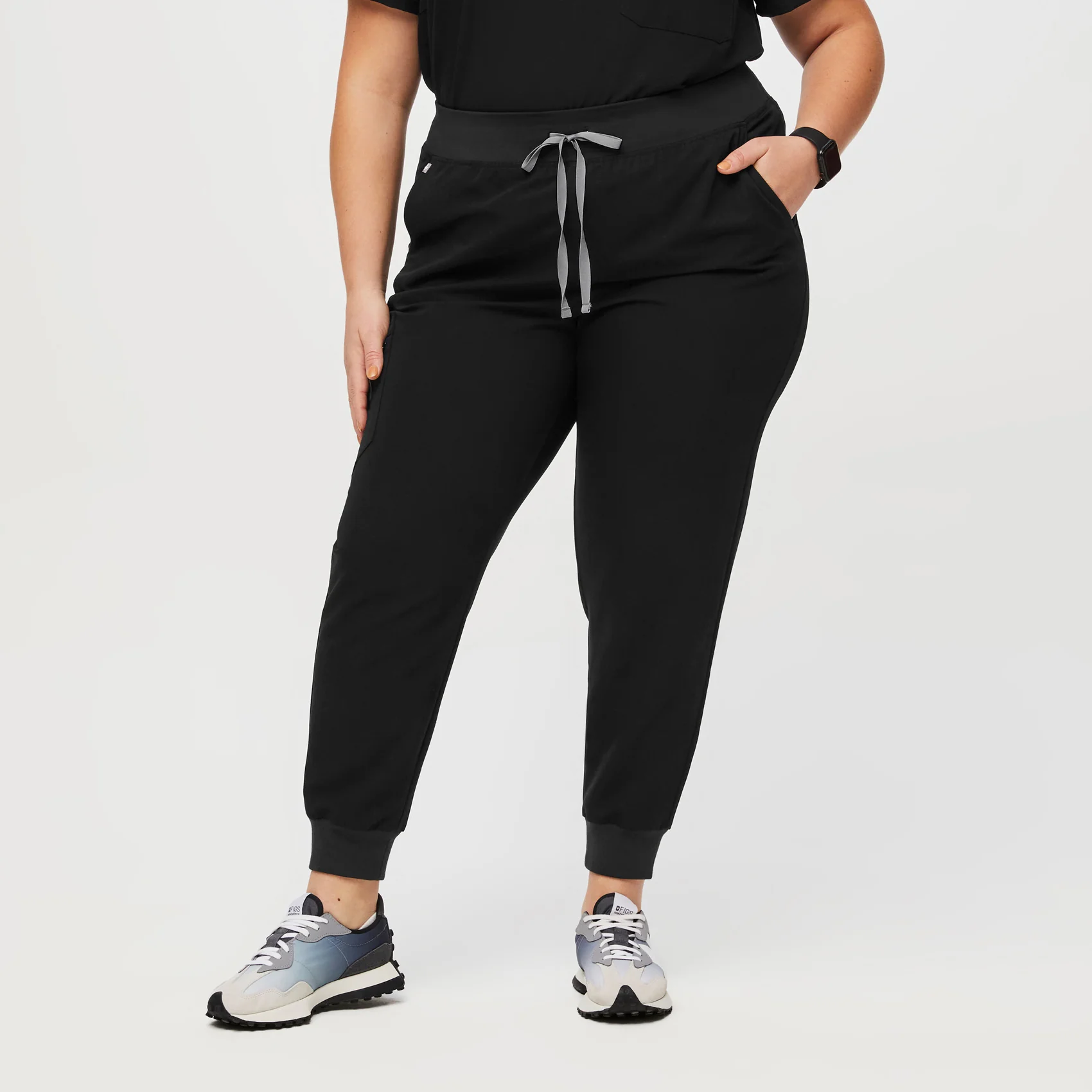 women's Black High Waisted Zamora™ - Petite Jogger Scrub Pants (3XL - 6XL)