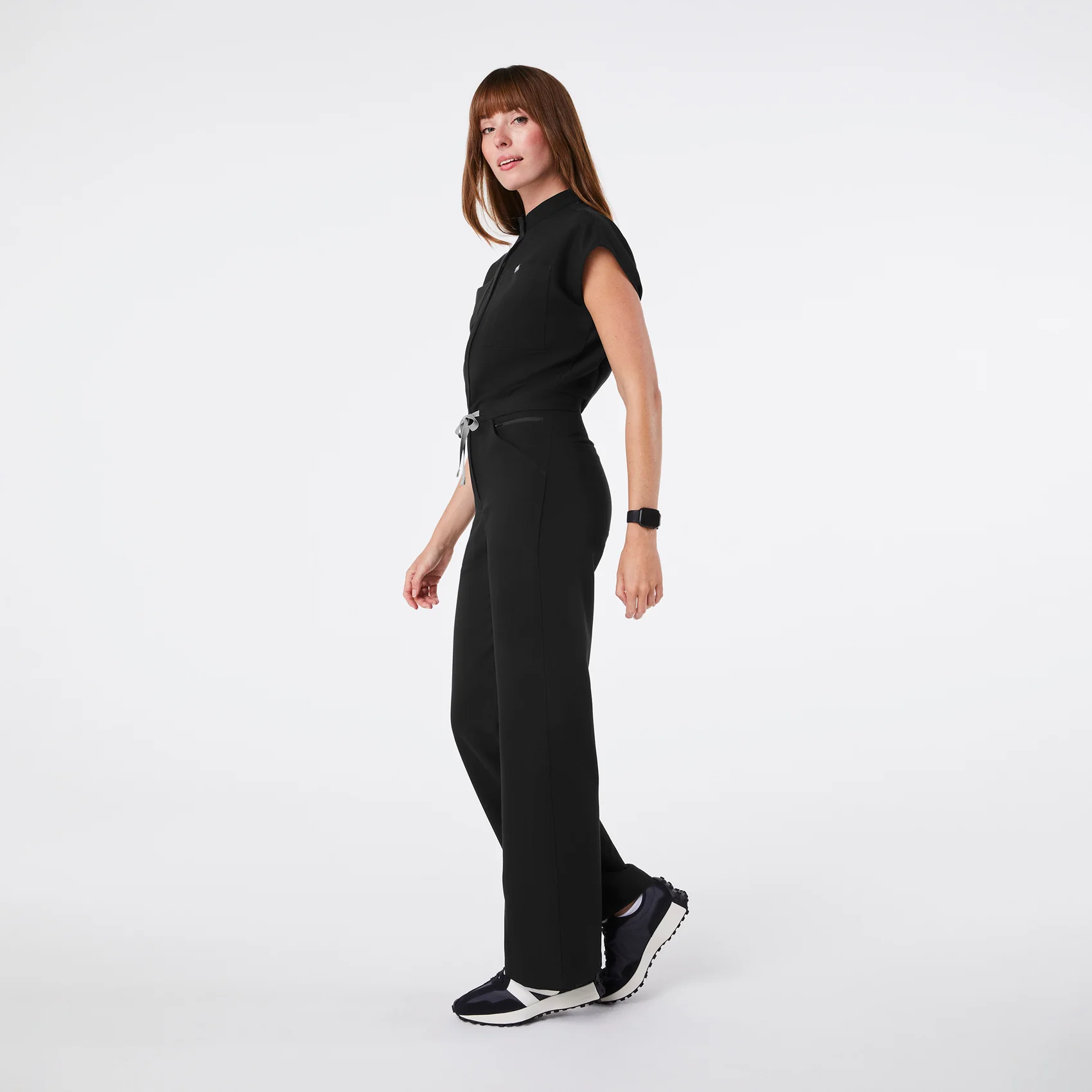women's Black Rafaela Wide Leg - Tall ScrubJumpsuit™