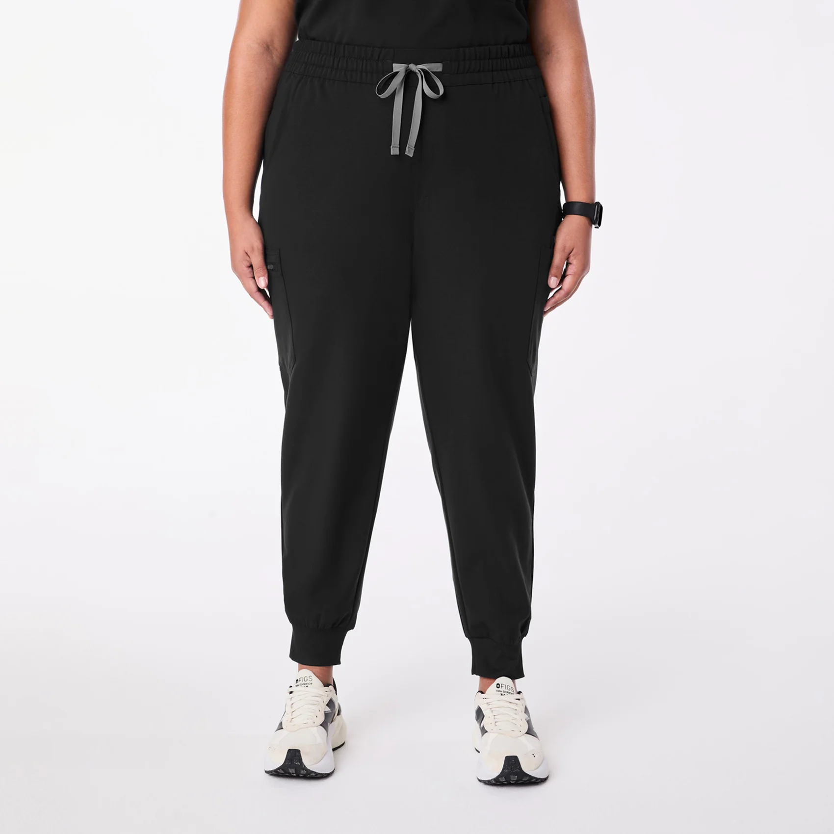 women's Black High Waisted Uman Relaxed - Petite Jogger Scrub Pant (3XL-6XL)
