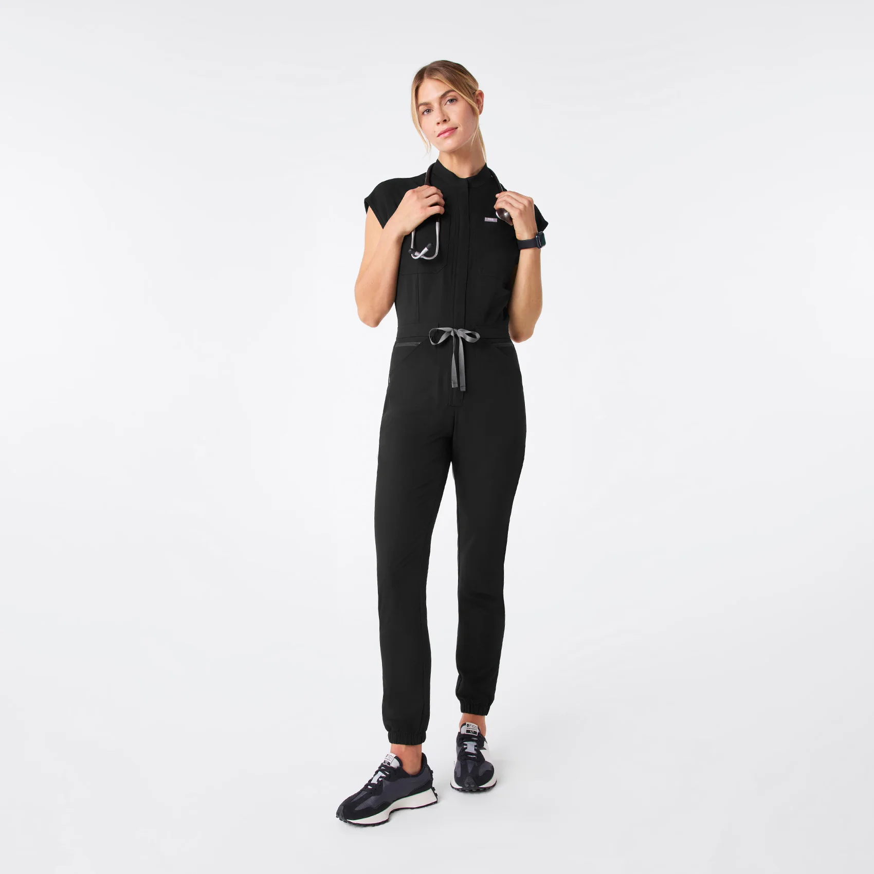 women's Black Rafaela Cargo Jogger - Petite ScrubJumpsuit™