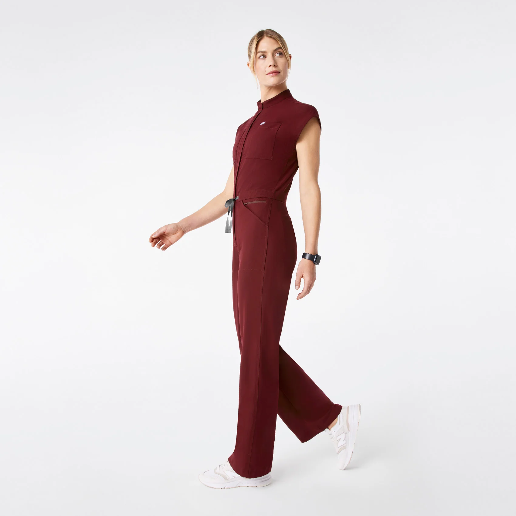 women's Burgundy Rafaela Wide Leg - Tall ScrubJumpsuit™
