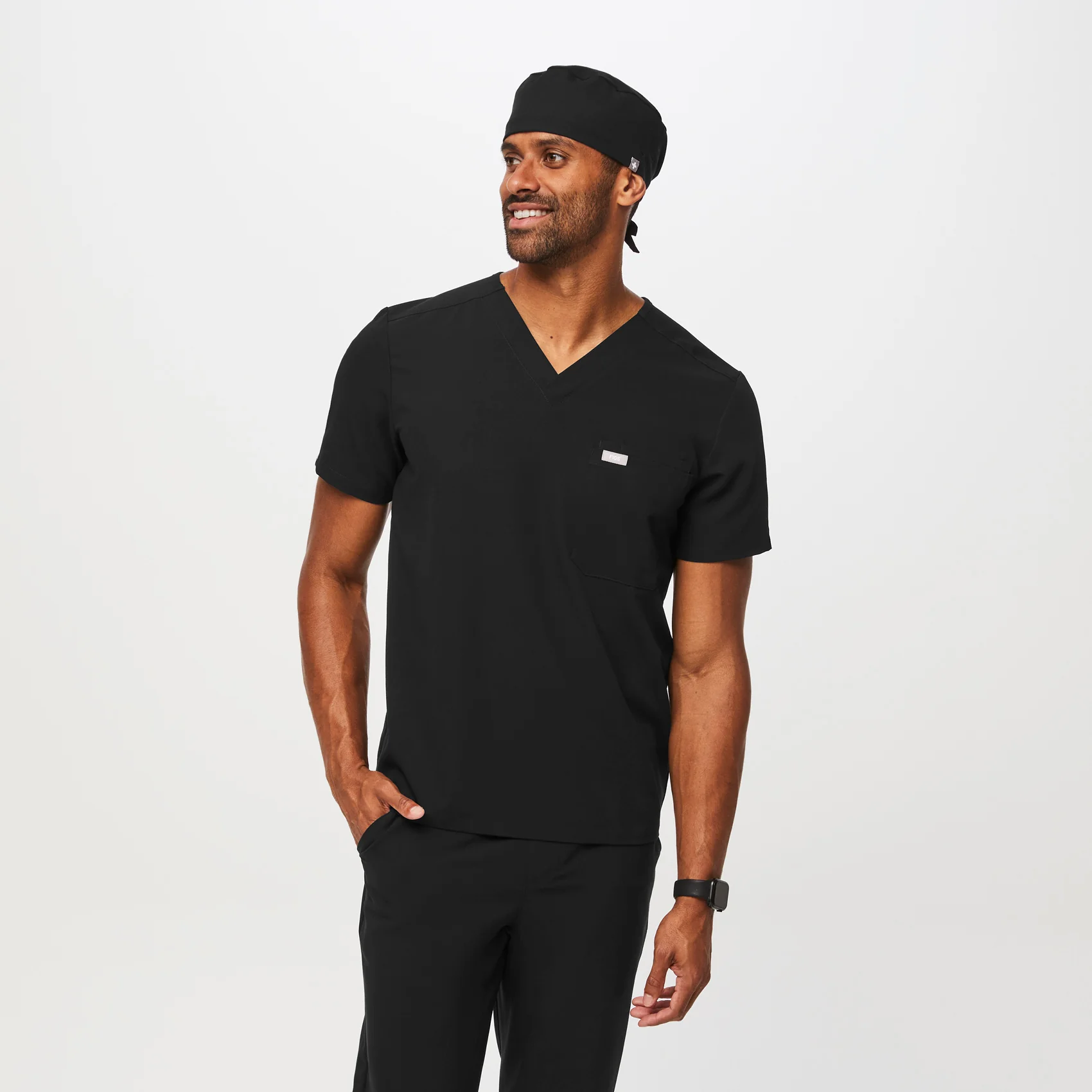 Black Modern - Classic Scrub Cap Buttonholes