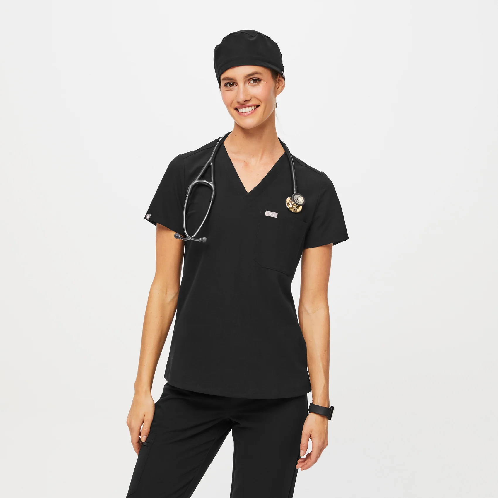 Black Modern - Classic Scrub Cap Buttonholes