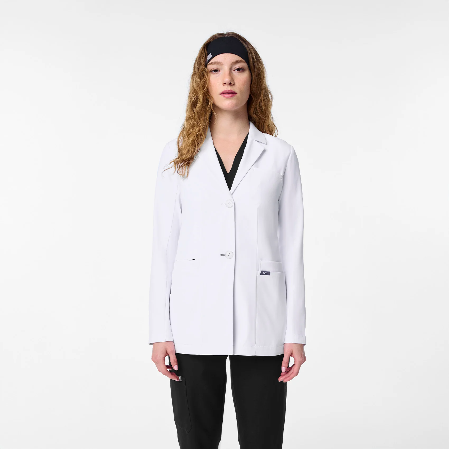 women's White Bellevue - Slim Short Lab Coat