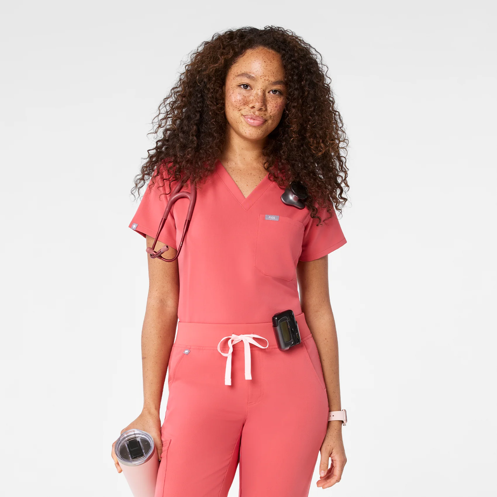 7137-women-s-pulmonary-pink-catarina-one-pocket-scrub-toptm-1.webp women's Pulmonary Pink Catarina - One-Pocket Scrub Top™