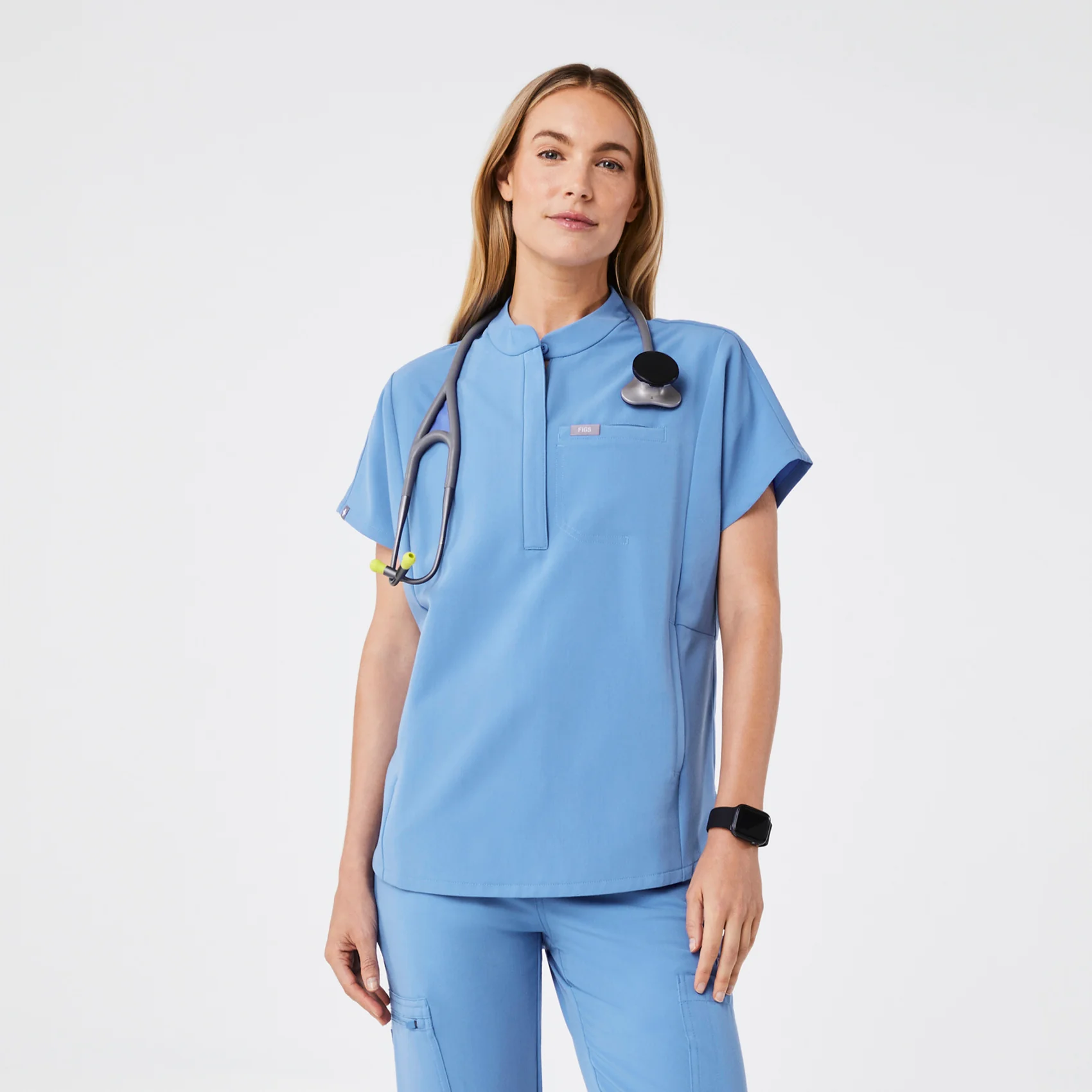 8254-women-s-ceil-blue-montex-mock-neck-scrub-top-1.webp women's Ceil Blue Montex - Mock Neck Scrub Top