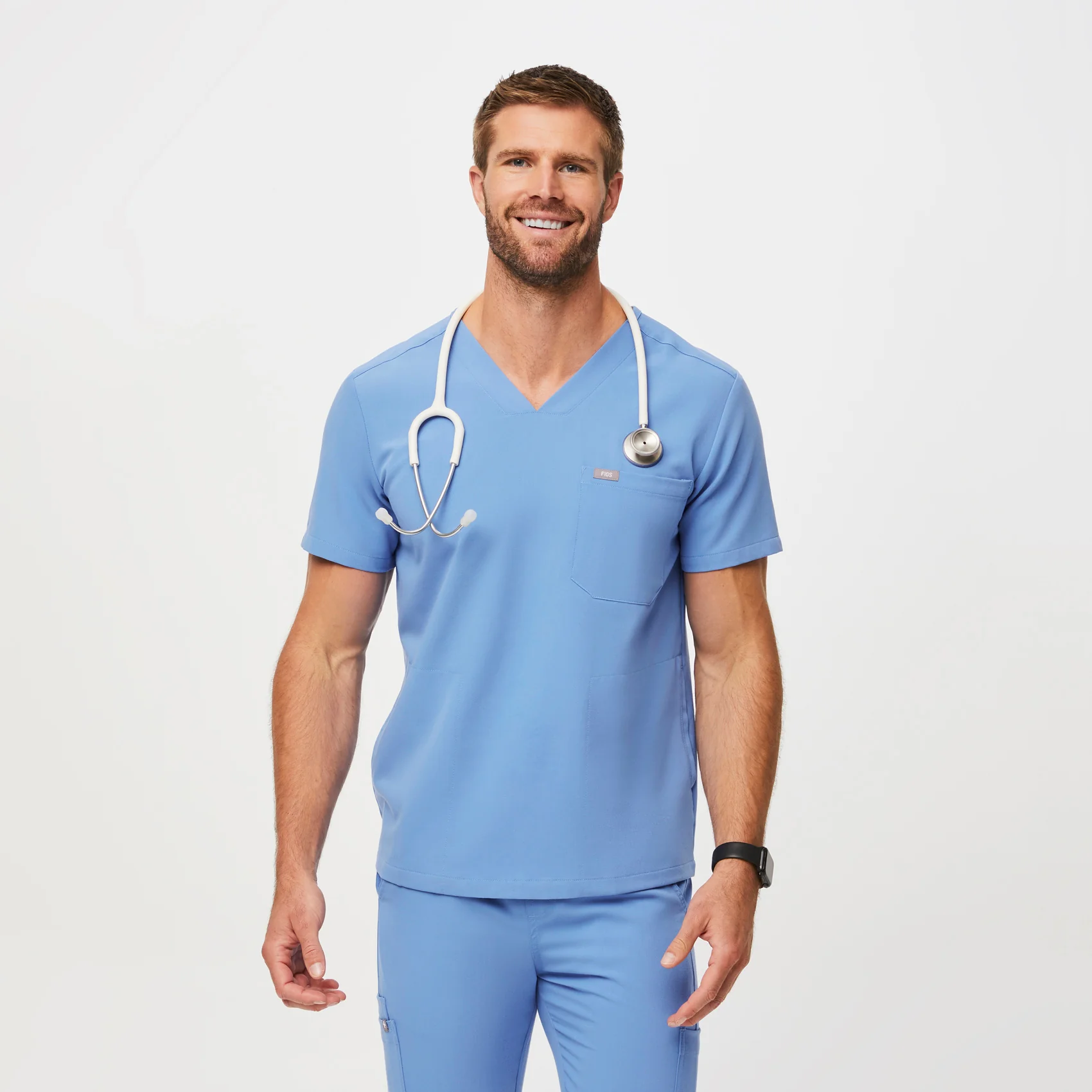 Men's Ceil Blue Chisec™ - Three-Pocket Scrub Top