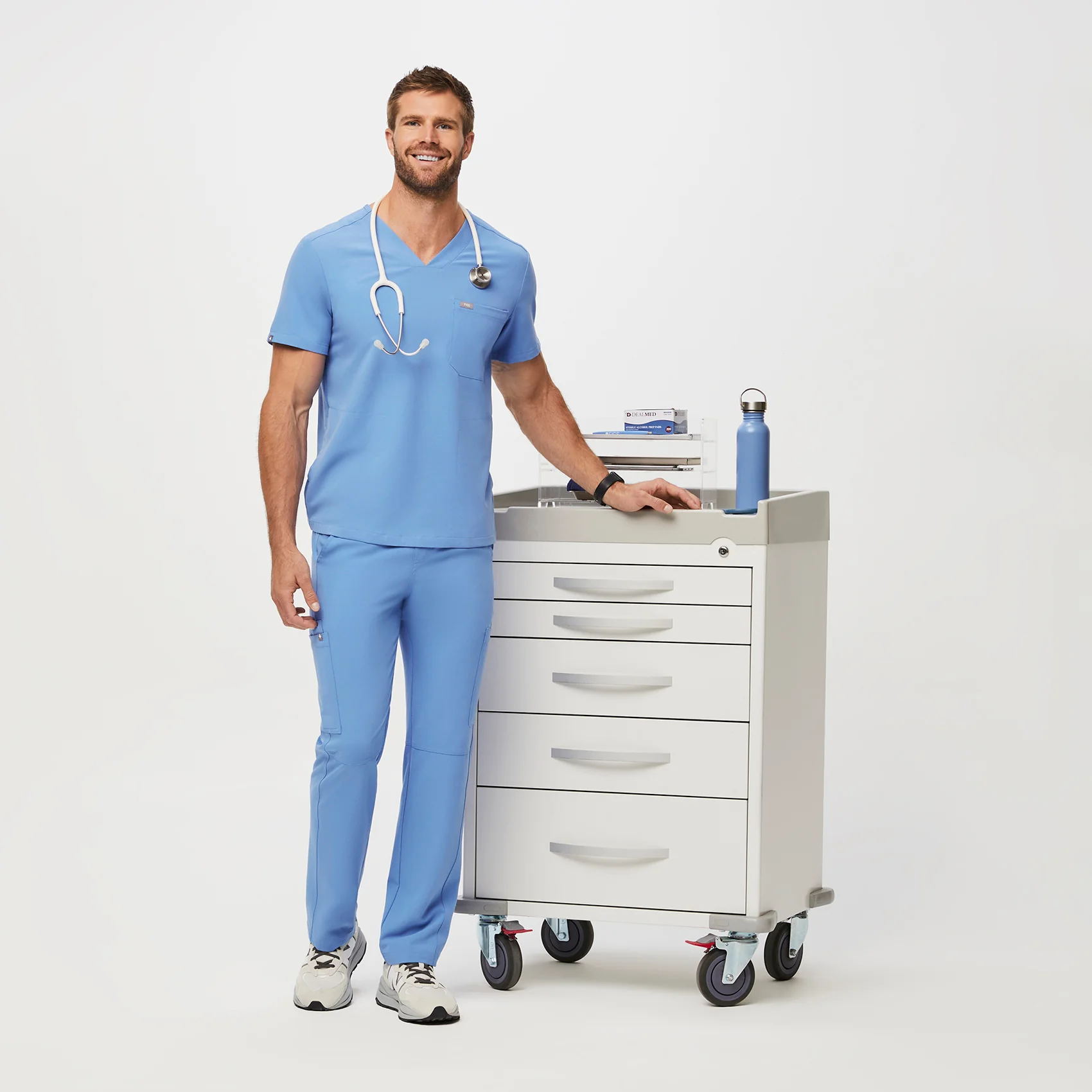 Men's Ceil Blue Chisec™ - Three-Pocket Scrub Top