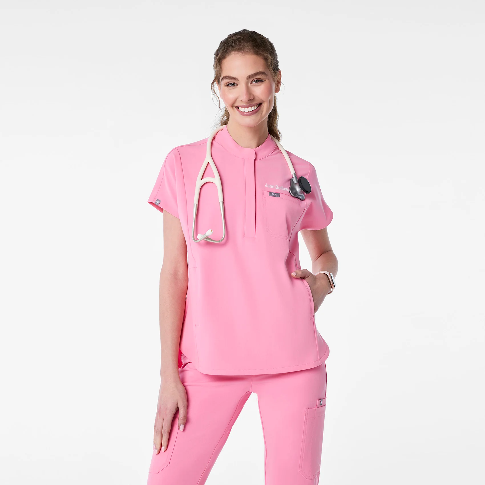 9191-women-s-sunrise-pink-montex-mock-neck-scrub-top-1.webp women's Sunrise Pink Montex - Mock Neck Scrub Top