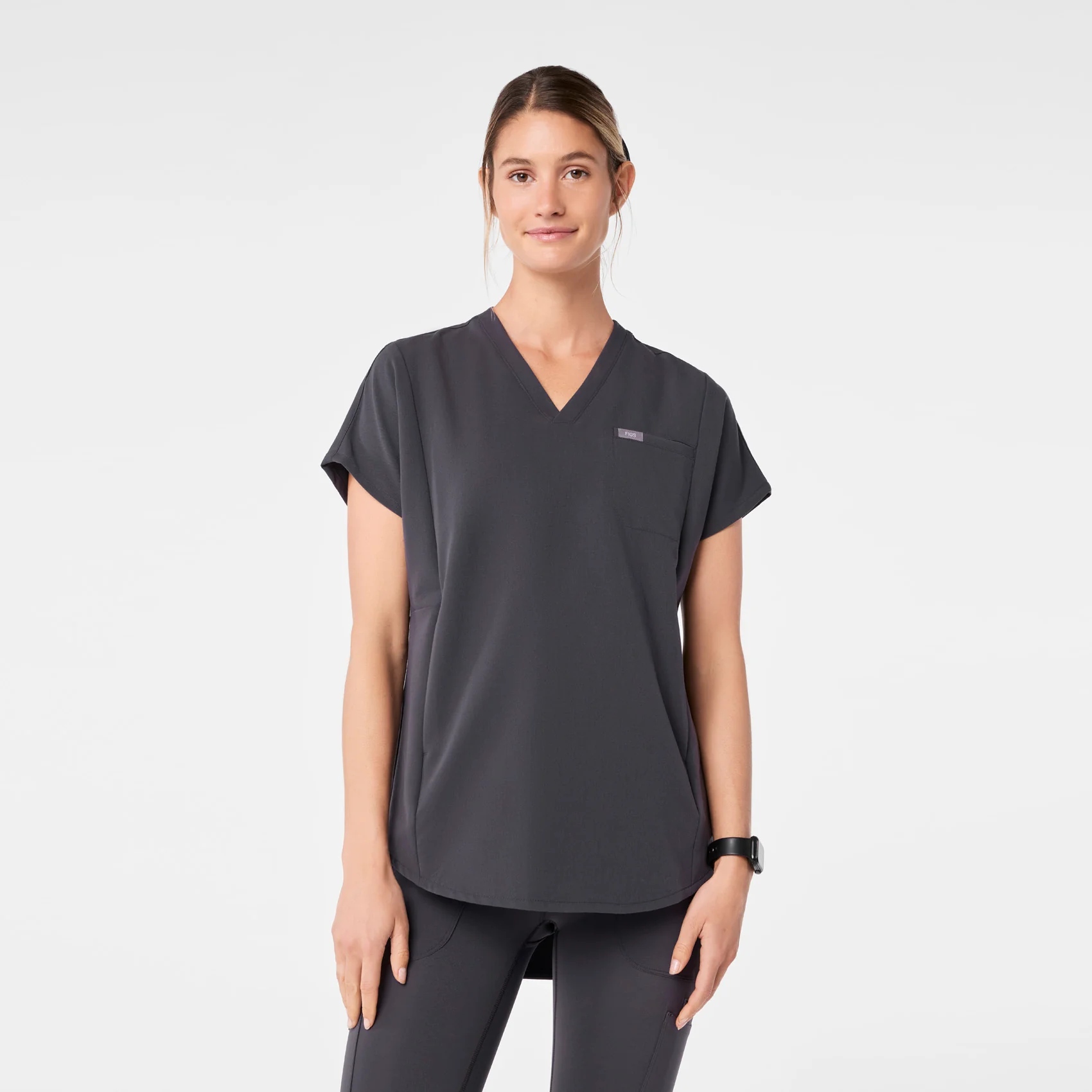 9309-women-s-charcoal-addison-oversized-tunic-scrub-top-1.webp women's Charcoal Addison Oversized Tunic- Scrub Top