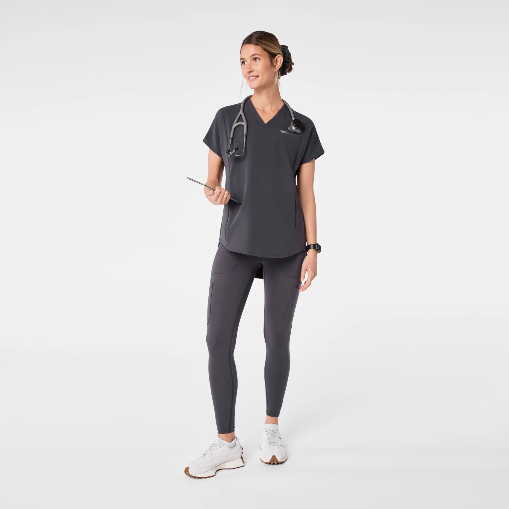 9309-women-s-charcoal-addison-oversized-tunic-scrub-top-2.webp women's Charcoal Addison Oversized Tunic- Scrub Top