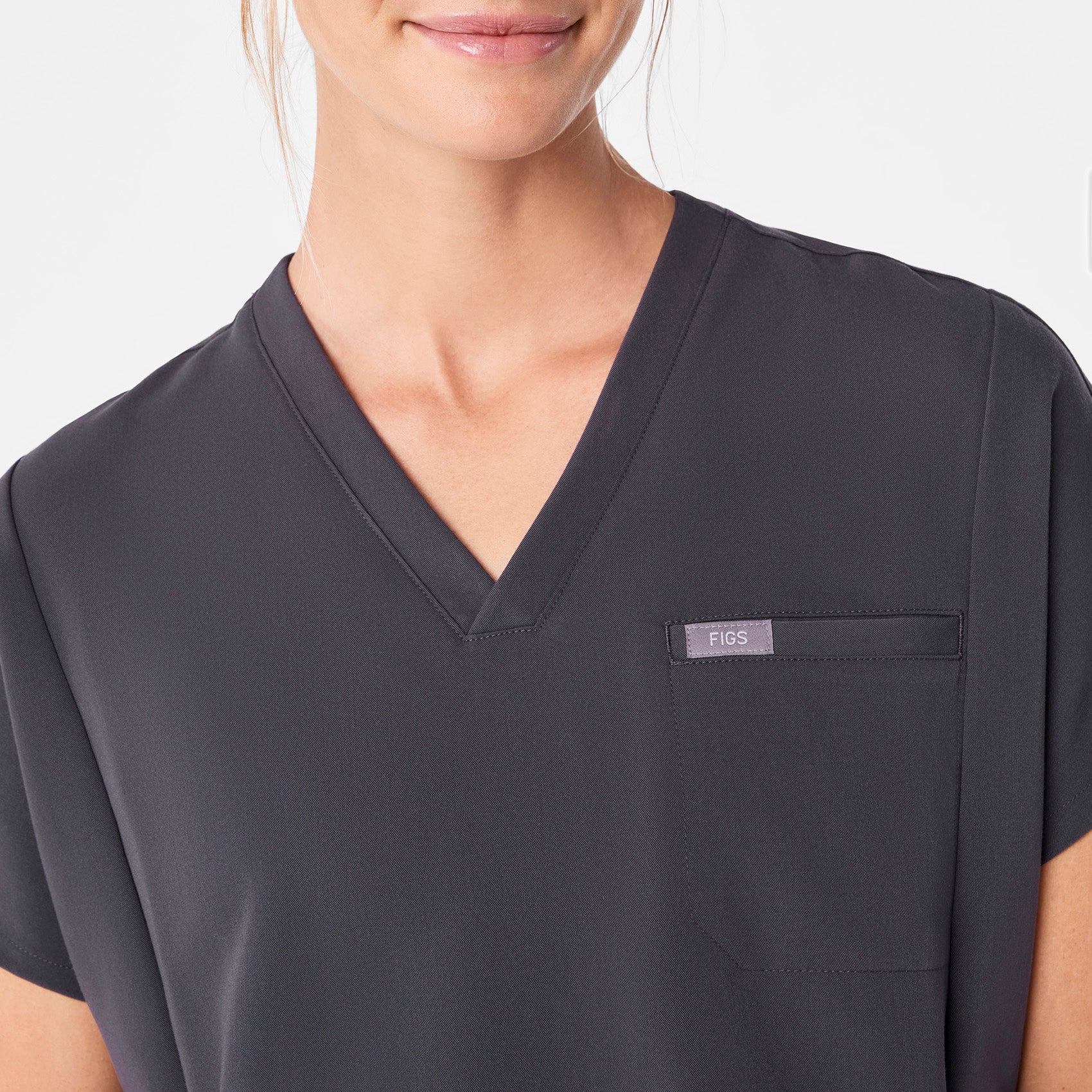 9309-women-s-charcoal-addison-oversized-tunic-scrub-top-5.jpg women's Charcoal Addison Oversized Tunic- Scrub Top