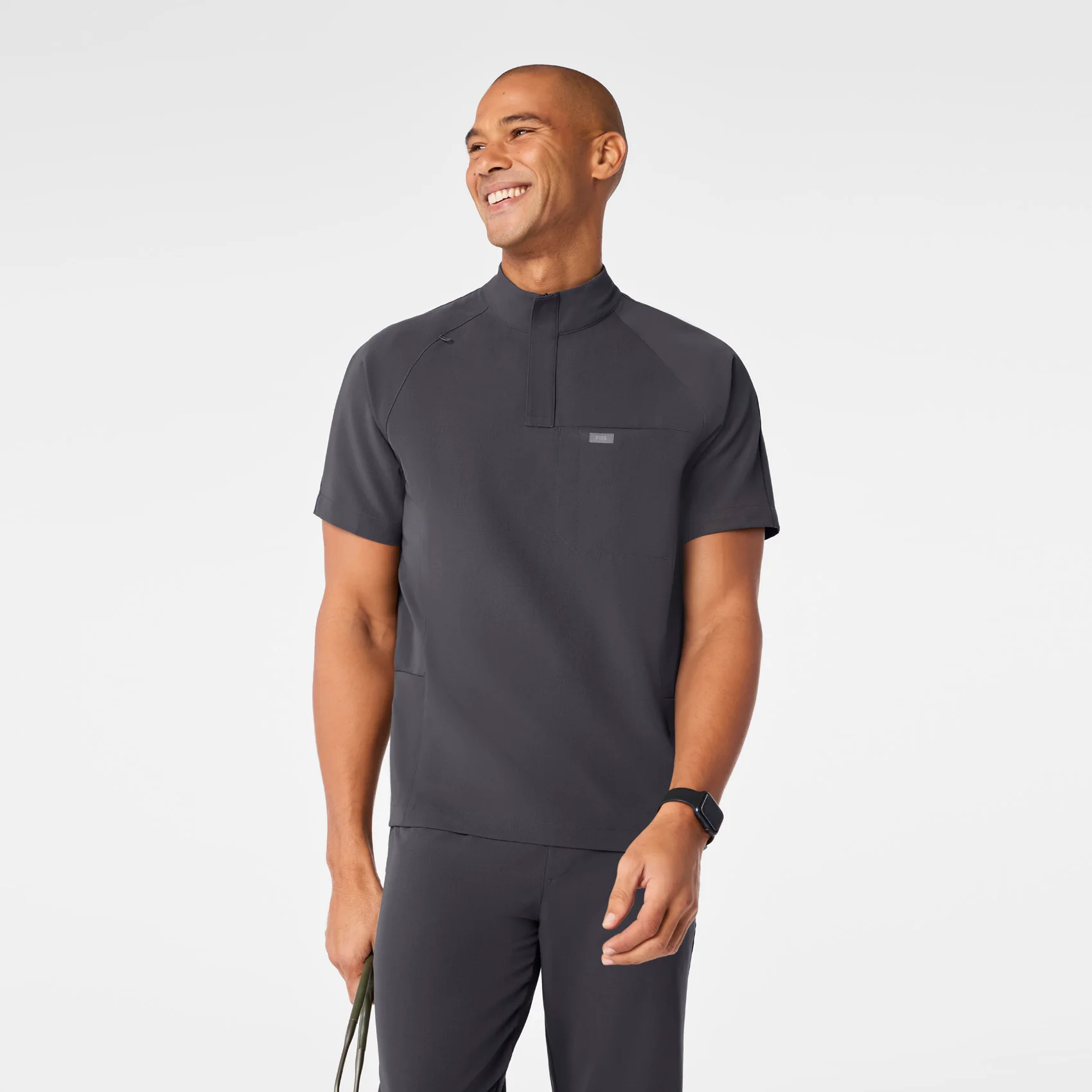 9759-men-s-charcoal-timmons-mock-neck-14-zip-scrub-top-1.webp men's Charcoal Timmons - Mock Neck ¼ Zip Scrub Top