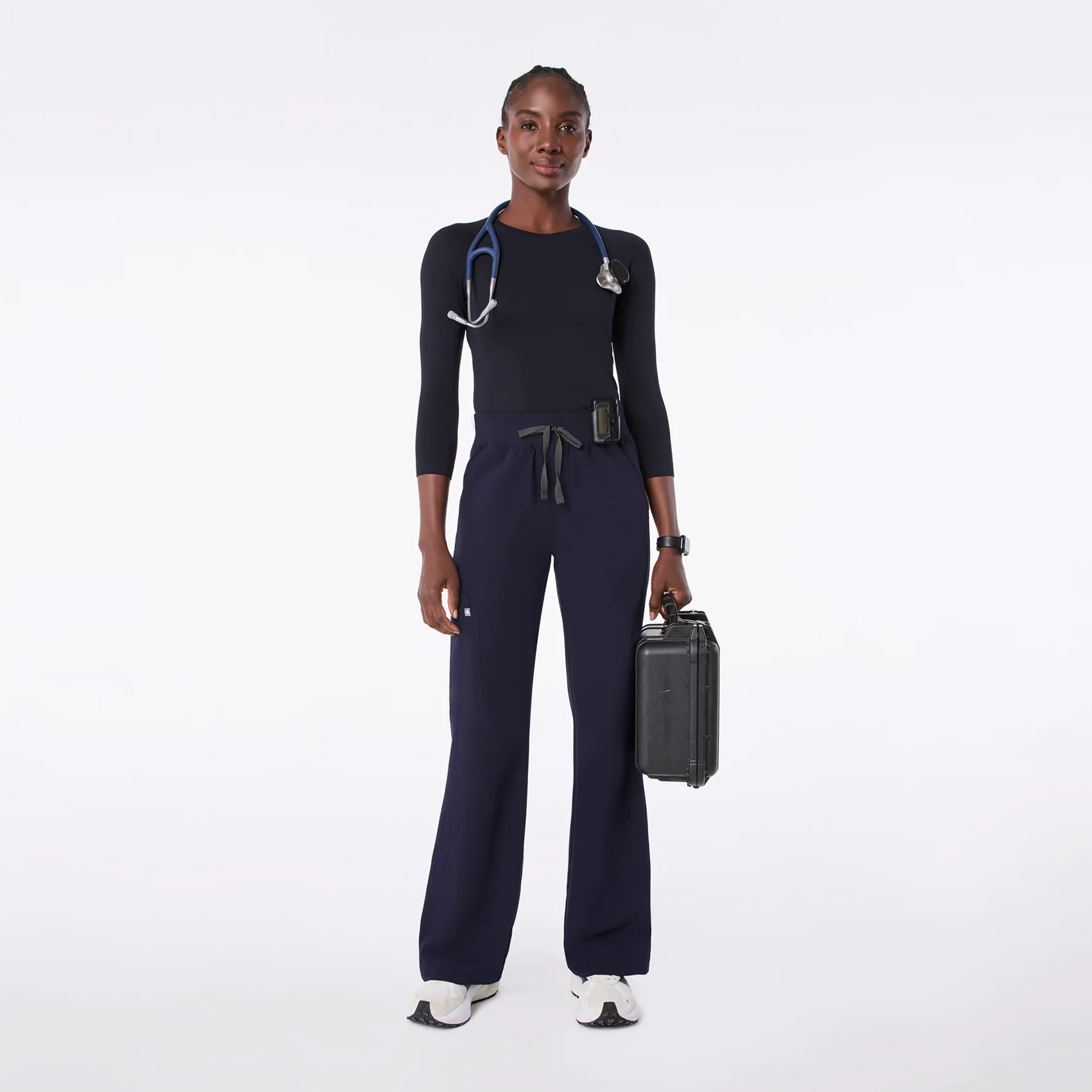 women's Navy Salta Seamless - ¾ Sleeve Underscrub