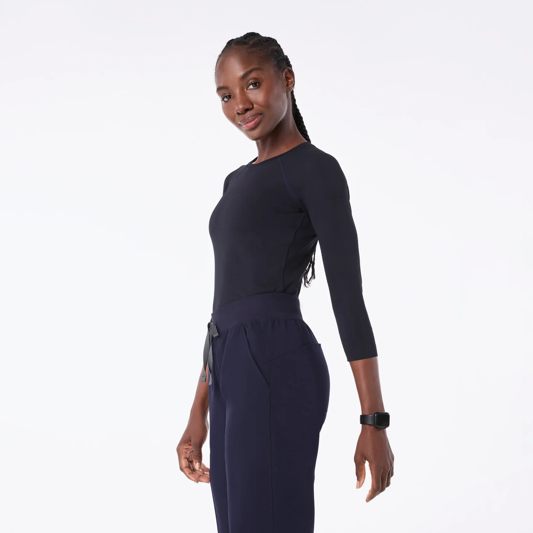 women's Navy Salta Seamless - ¾ Sleeve Underscrub